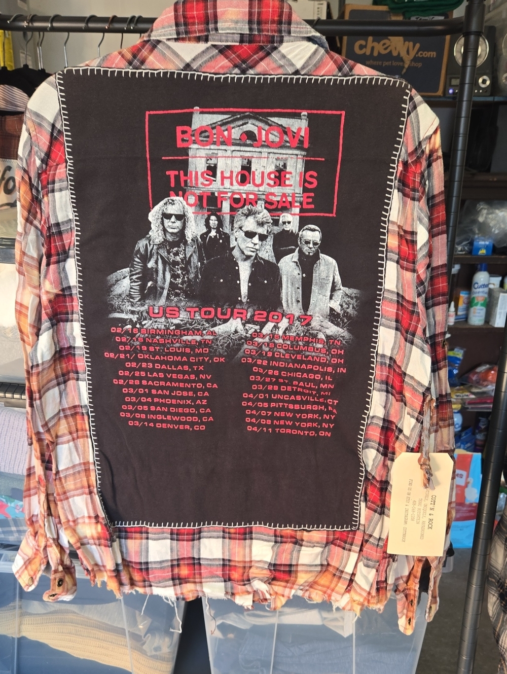Bon Jovi Red Plaid Button-Down Shirt